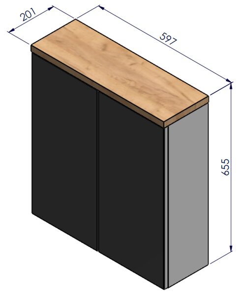 Strama Ovo dulap 59.7x20.1x65.5 cm laterala pe perete alb-stejar 12.400.00