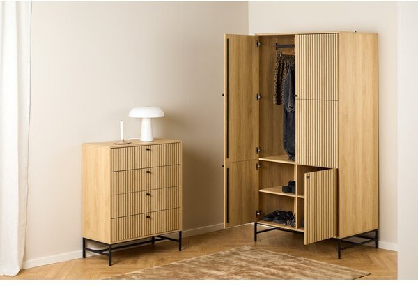 Șifonier în culoare naturală cu aspect de lemn de stejar 99x200x60 cm Albany – Actona