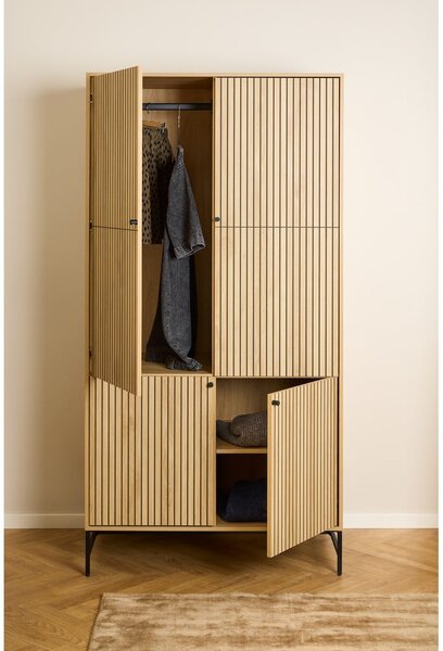 Șifonier în culoare naturală cu aspect de lemn de stejar 99x200x60 cm Albany – Actona