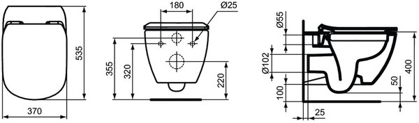 Ideal Standard Tesi vas wc agăţat fără margine alb T493201