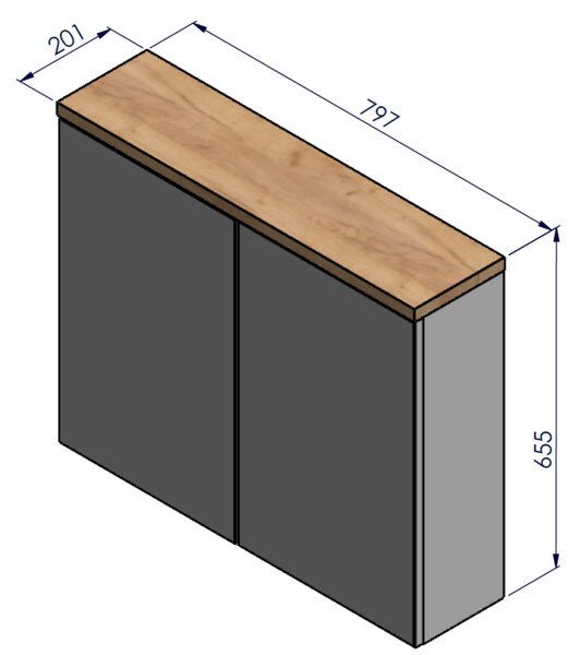 Strama Ovo dulap 79.5x20.1x65.5 cm laterala pe perete alb-stejar 12.401.00