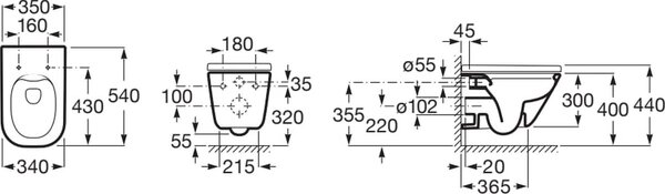 Roca Gap vas wc agăţat fără margine alb A34647F000