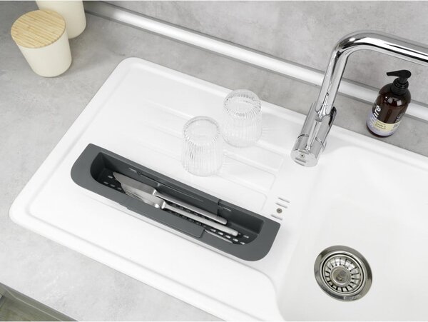Scurgător telescopic pentru chiuvetă gri din plastic 49,5x8,5 cm Fino – Wenko
