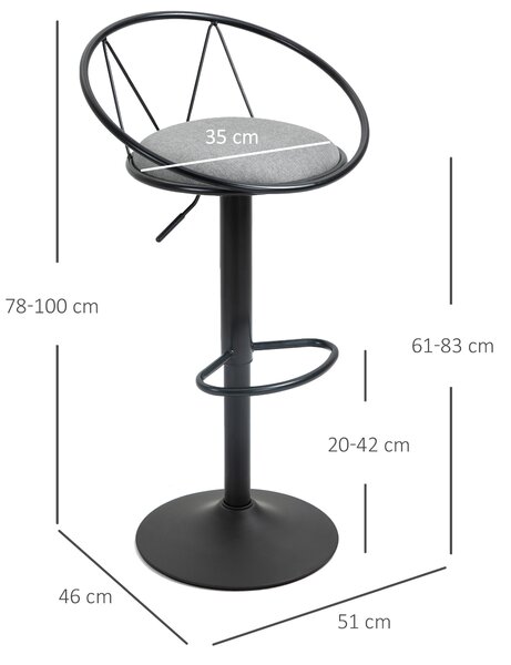 Homcom Set 2 Scaune de Bar – Pivotante, Maro, Reglabile 78–100 cm | Aosom Romania