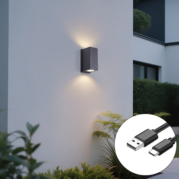 Lampă de perete neagră magnetică cu LED reîncărcabilă - Baleno