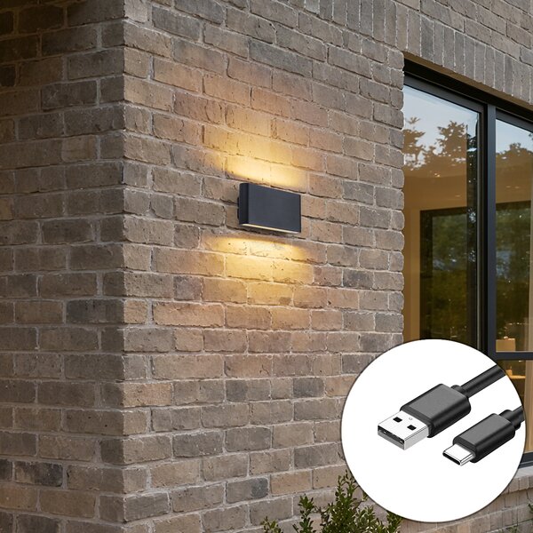 Lampă de perete neagră magnetică incl. LED reîncărcabilă - Batt
