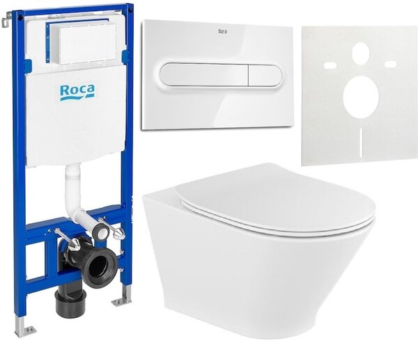 Set vas WC cu capac soft-close Roca Gap Round A34H0N8000, cadru încastrat Roca Duplo One A890070020, A890195000, A890063000
