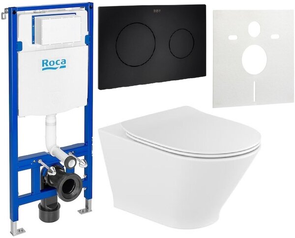 Set vas WC cu capac soft-close Roca Gap Round A34H0N8000, cadru încastrat Roca Duplo One A890070020, A890189206, A890063000