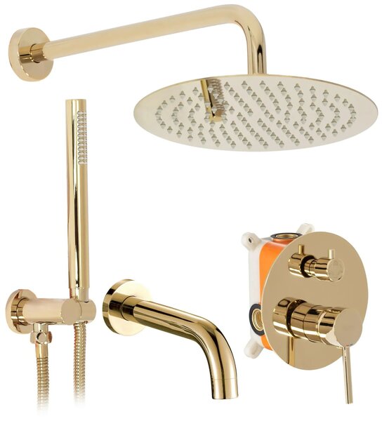 Set de duș incastrat Rea Lungo Gold Auriu cu BOX