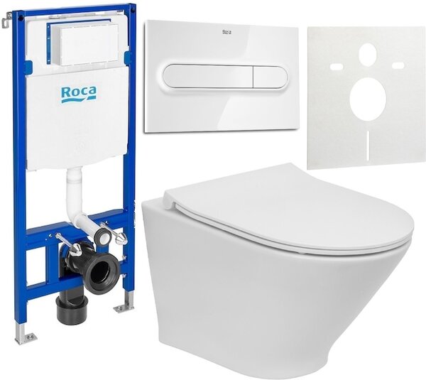 Set vas WC cu capac soft-close Roca Gap Round A34H0N3000, cadru încastrat Roca Duplo One A890070020, A890195000, A890063000
