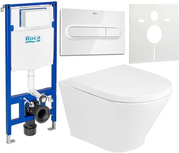 Set vas WC cu capac soft-close Roca Gap Round A34H0N2000, cadru încastrat Roca Duplo One A890070020, A890195000, A890063000
