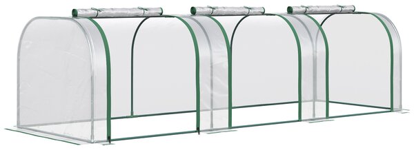 Outsunny Seră Tip Tunel pentru Plante și Flori, cu Ușă și Fermoar, 295x100x80 cm, Transparent | Aosom Romania
