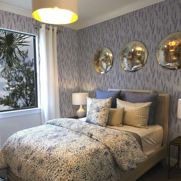 Tapet Ramuri de levănțică într-o paletă de acuarelă mov pal, Tapet flori, a00447 : Uwalls.ro