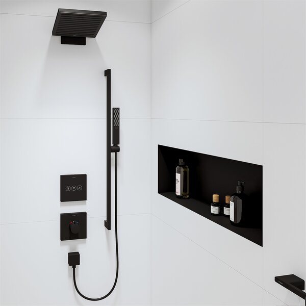 Hansgrohe Pulsify E cap de duș cu braț 26x26 cm pătrat negru 24350670