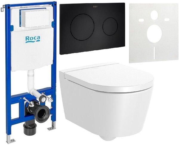 Set vas WC Roca Inspira A346528S00, cadru încastrat Roca Duplo One A890070020, A80152C00B, A890189206, A890063000