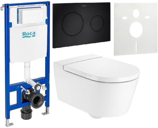 Set vas WC Roca Inspira A346527S00, cadru încastrat Roca Duplo One A890070020, A80152200B, A890189206, A890063000