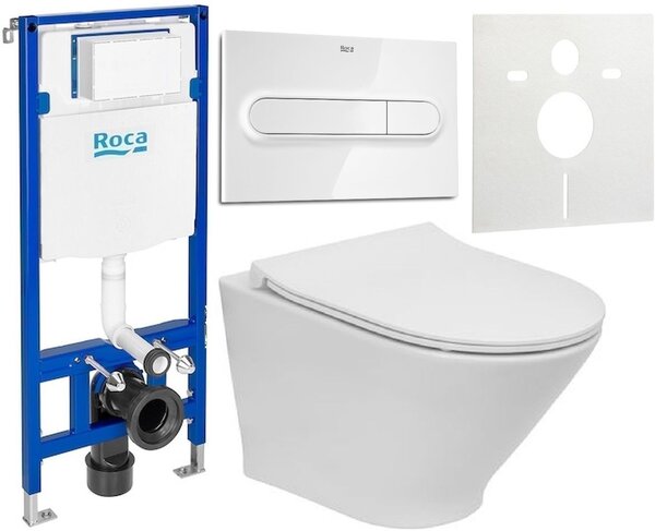 Set vas WC Roca Gap Round A3460NBS00, cadru încastrat Roca Duplo One A890070020, A801D22001, A890195000, A890063000