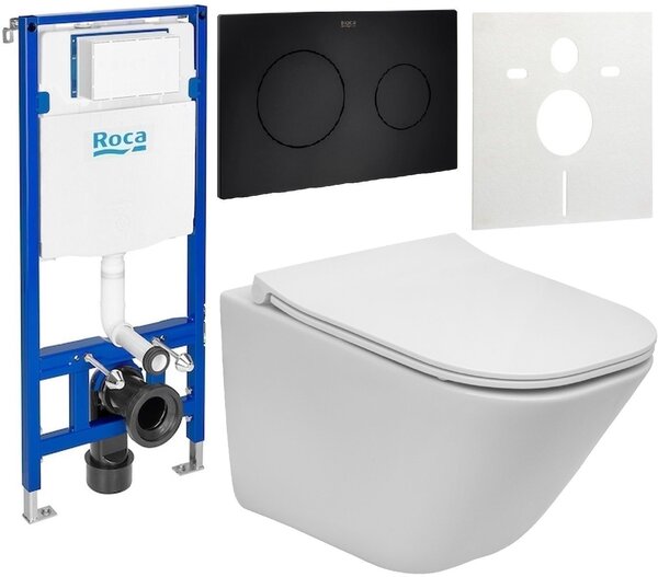 Set vas WC Roca Gap Square A34647A000, cadru încastrat Roca Duplo One A890070020, A80173200B, A890189206, A890063000