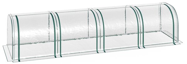 Sera tip tunel Outsunny din otel si folie PVC impermeabila si anti-UV, verde inchis/transparenta 395x100x80cm | Aosom Romania