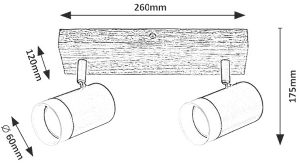 Rabalux Toras lampă de tavan 2x5 W negru-lemn 73122