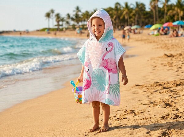 Poncho pentru copii FLAMINGO colorat 60x120 cm