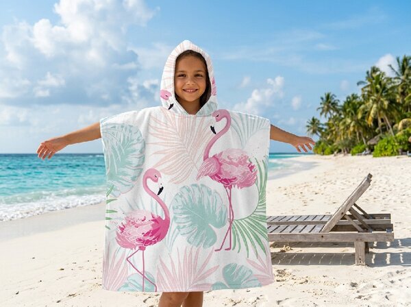 Poncho pentru copii FLAMINGO colorat 60x120 cm