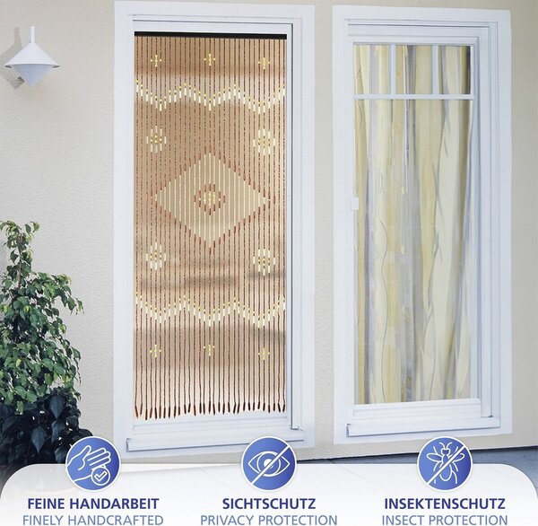 Draperie în culoare naturală din bambus 90x200 cm cu prindere la ușă Rhombus – Maximex