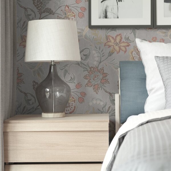 Tapet Vintage flori pastelate pe un fundal gri, Tapet flori, a00459 : Uwalls.ro
