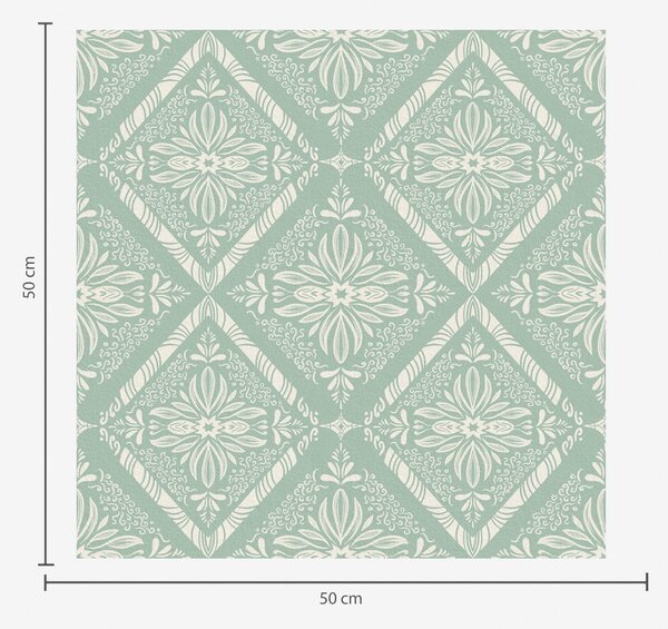 Tapet Model geometric turcoaz și bej cu bucle, Tapet stil oriental, a00466 : Uwalls.ro