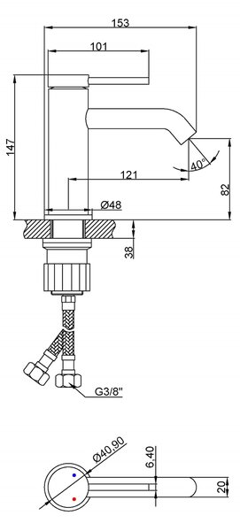 Invena Kalitea baterie lavoar stativ negru BU72004