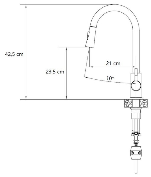 Quadron Julia baterie bucătărie pe picior negru 3673500BLM