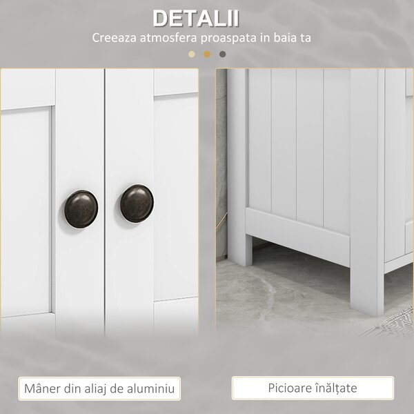 Kleankin Dulap Sub Chiuvetă cu Raft și 2 Uși 60x30x60 cm Alb | Aosom Romania