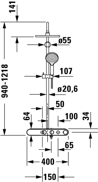 Duravit Shower Systems set de duș perete cu termostat crom-alb TH4380008005