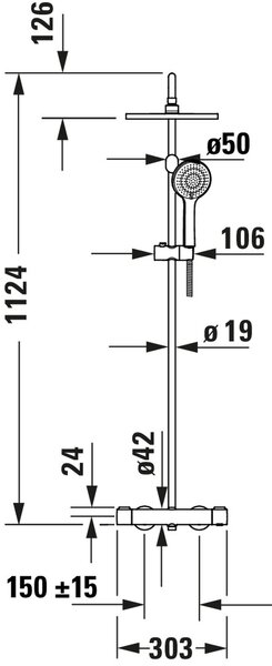 Duravit Shower Systems set de duș perete cu termostat auriu TH4282008034