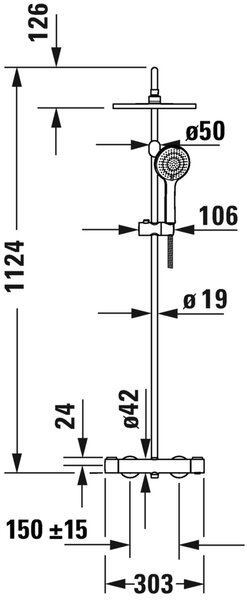 Duravit Shower Systems set de duș perete cu termostat crom TH4282008010