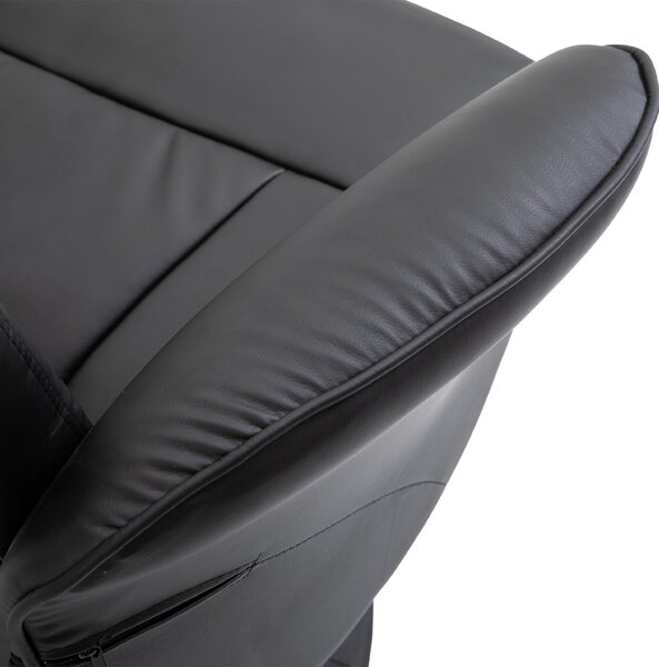 HOMCOM Fotoliu Relax Rotativ 360° din Metal și Piele Sintetică, cu Suport pentru Picioare, Spătar Reglabil, Negru | Aosom Romania