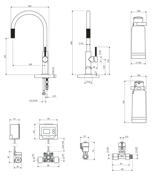 Omnires Switch baterie de bucatarie cu filtru pe picior negru SW9057-FD1BL
