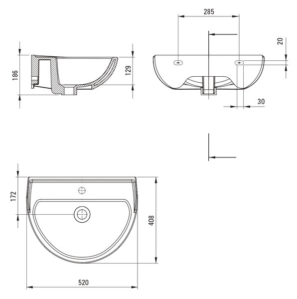Deante Jasmin lavoar 51.8x40.3 cm semicircular alb luciu CDJ6U5W