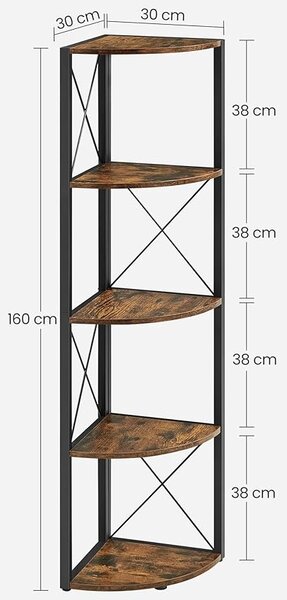 Biblioteca pe colt Vasagle Maro 30 x 30 x 160 cm