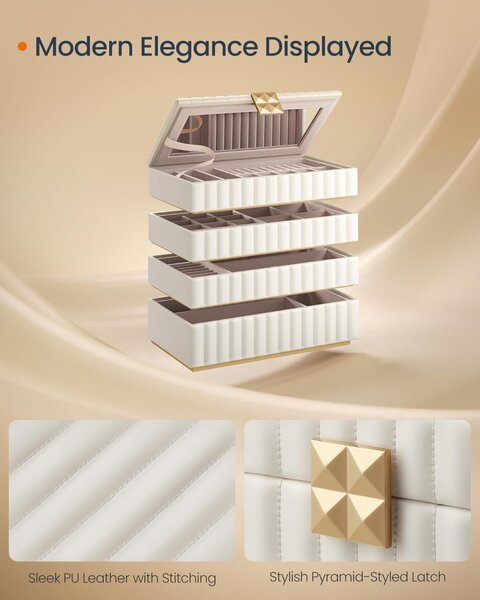 Cutie de bijuterii Songmics Alb 28x17x20.5 cm