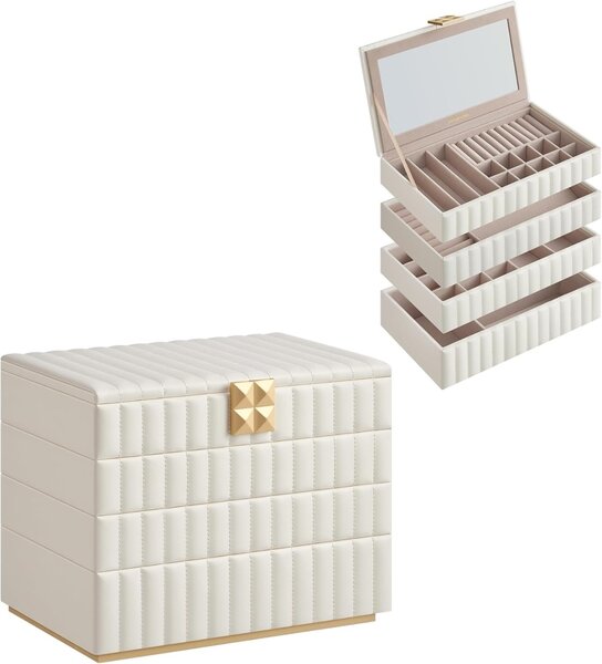 Cutie de bijuterii Songmics Alb 28x17x20.5 cm