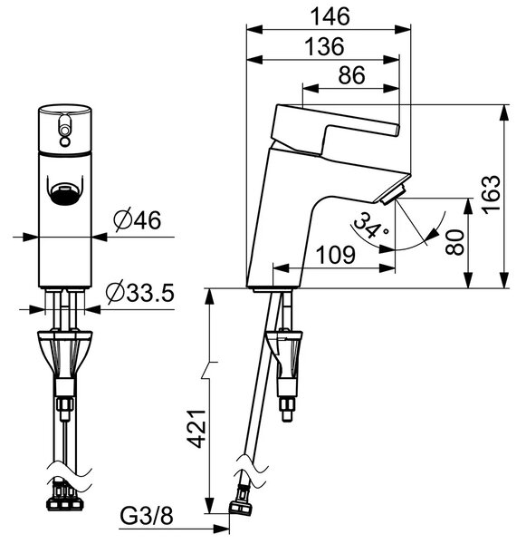 Oras Optima baterie lavoar stativ crom 2610AF