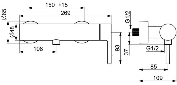 Oras Optima Style baterie de duș perete crom 2660HU