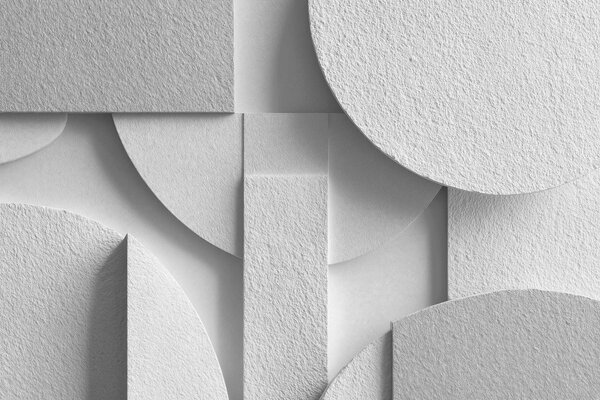 Tapet Compoziție abstractă cu forme geometrice tridimensionale albe, Fototapet Geometrie, w04395v1 : Uwalls.ro