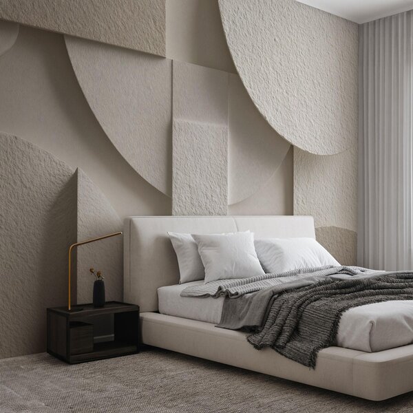 Tapet Compoziție abstractă de forme geometrice bej, Fototapet Geometrie, w04395 : Uwalls.ro