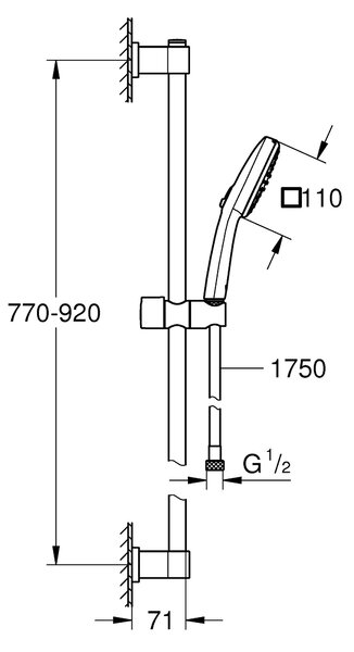 Grohe Vitalio Comfort set de duș perete negru 269302431