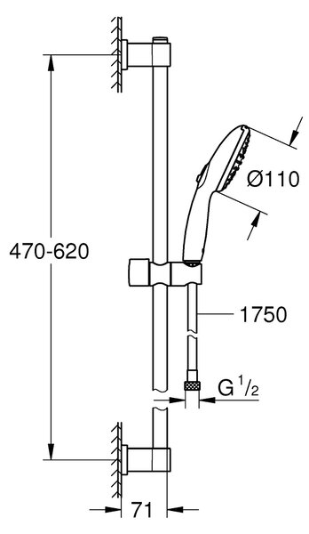 Grohe Vitalio Start set de duș perete negru 279482431