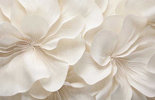 Tapet Close-up de flori cu textură cremoasă, cu petale delicate, care curg, creând un, Fototapet 3D, Fototapet 3D Flori, w09346 : Uwalls.ro