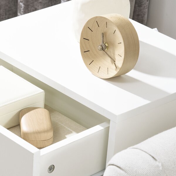 HOMCOM Set de 2 Noptiere pentru Dormitor cu Sertar, Pereche de Noptiere Moderne din Lemn, Măsuțe pentru Canapea, Living, Cameră de Zi și Dormitor, 40.5x30.5x60 cm, Culoare Stejar și Alb | Aosom Romania