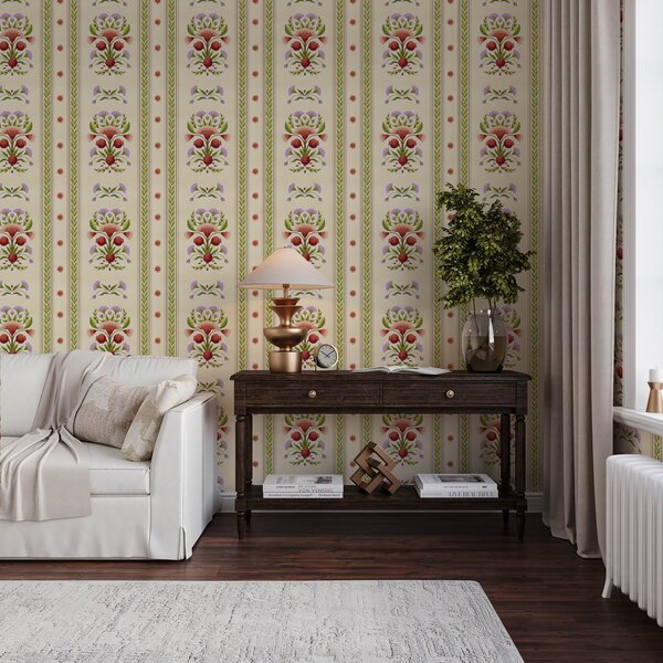 Tapet Ornament decorativ cu rodii și flori, Tapet flori, a00286 : Uwalls.ro